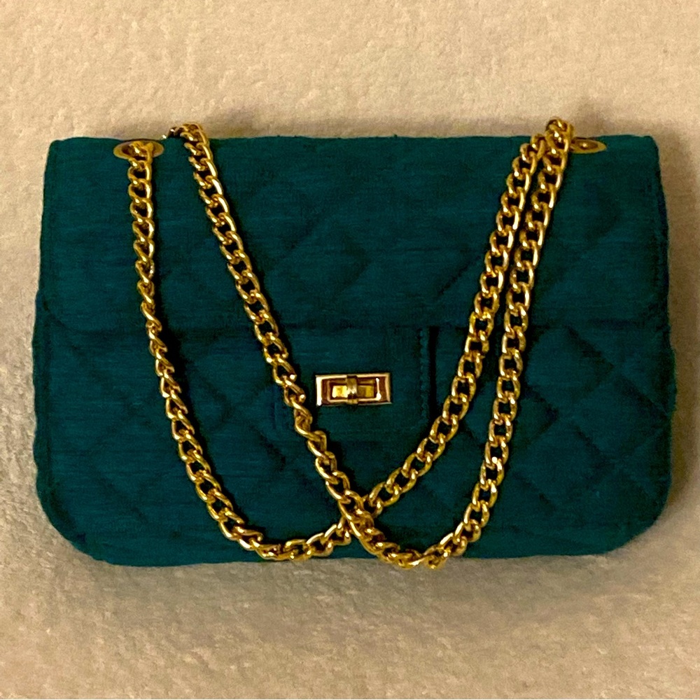 Vintage Star of Saigon Emerald Green Handwoven Raw Silk Purse - Picture 6 of 16